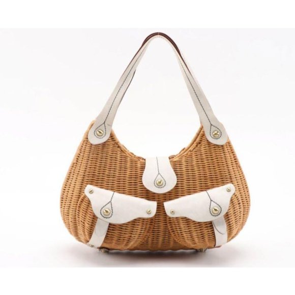 Savoy wicker and leather handbag - Picture 2 of 8